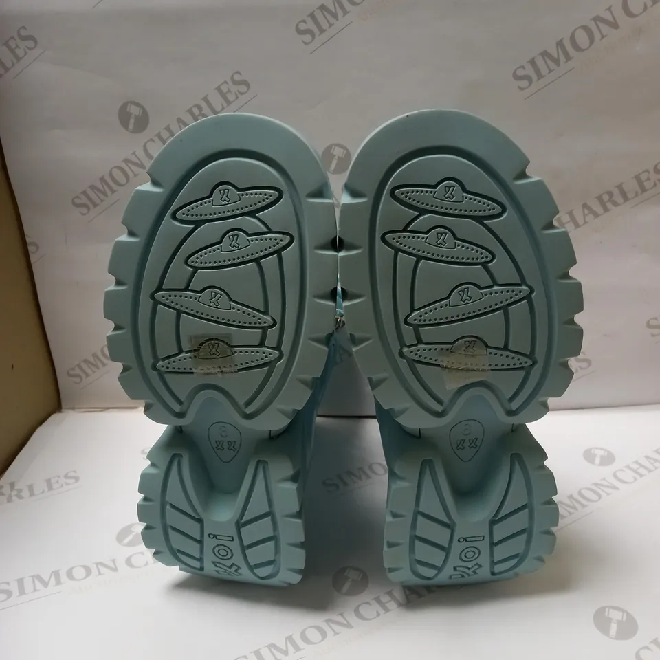 DESIGNER KOI VEGAN GOOEY BABY BLUE PLATFORM BOOTS- SIZE 8