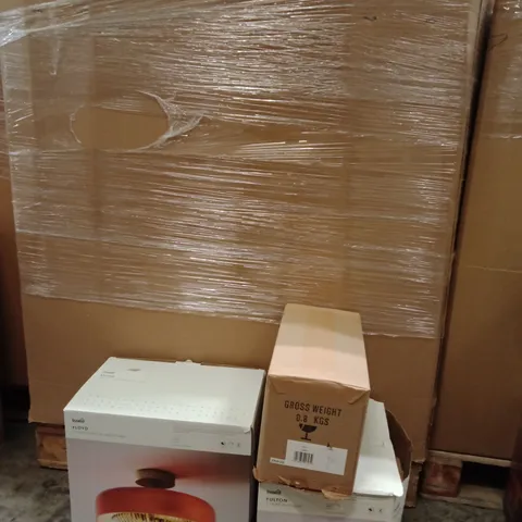 PALLET OF ASSORTED DESIGNER LIGHTING PRODUCTS TO INCLUDE;FLOYD 2 LIGHT FLUSH CEILING LIGHT,FULTON 3 LIGHT SPOTLIGHT,WALL LAMP