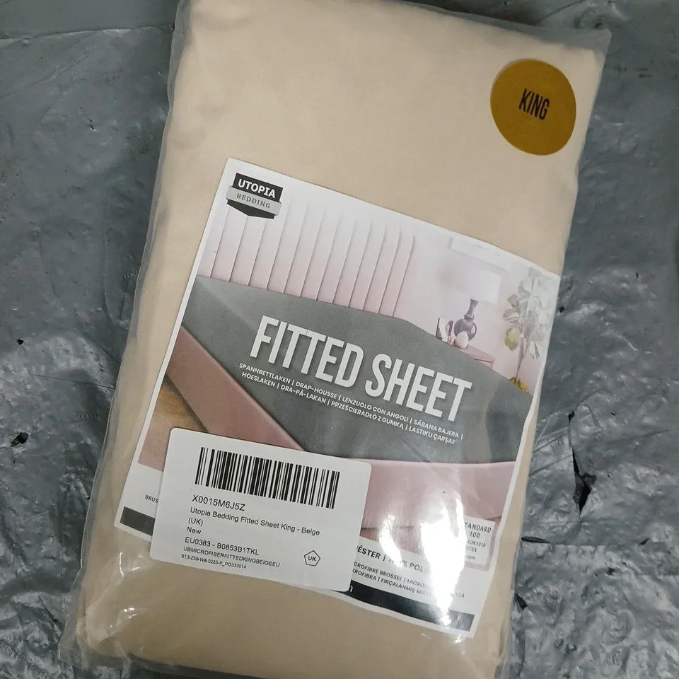 UTOPIA FITTED SHEET IN BEIGE - KING 