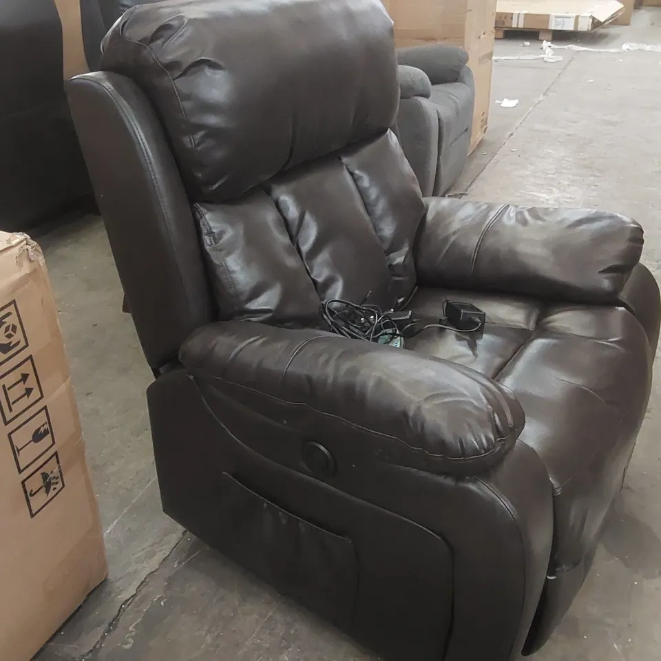 QUALITY DESIGNER FAUX LEATHER ELECTRIC RECLINING ARMCHAIR 