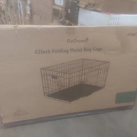 BOXED FUR DREAMS 42" FOLDING METAL DOG CAGE