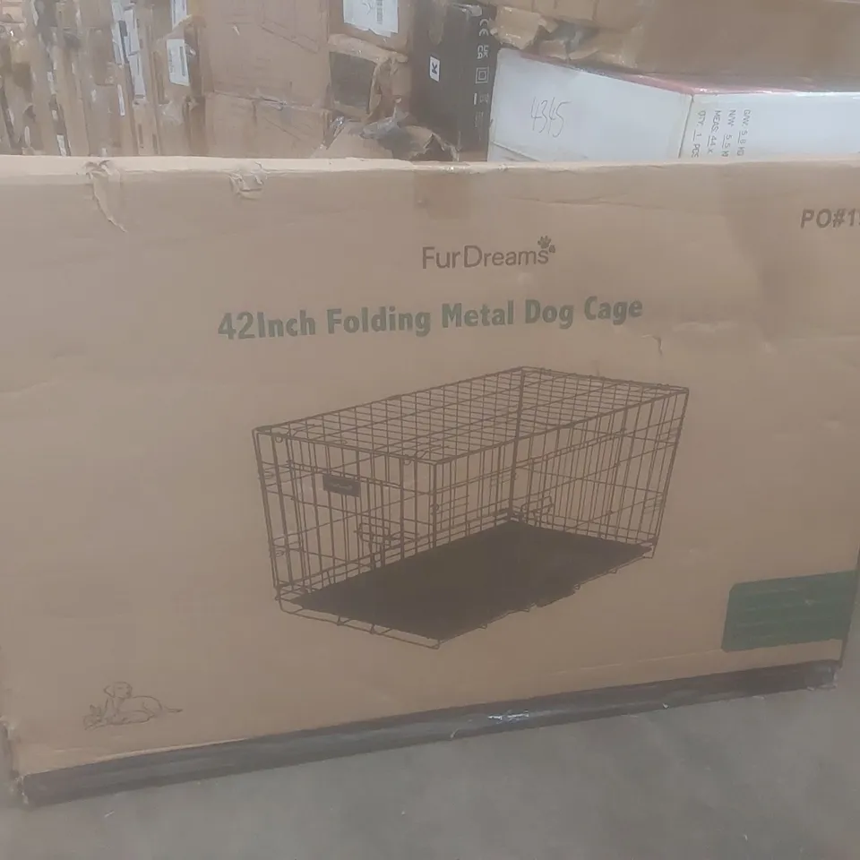 BOXED FUR DREAMS 42" FOLDING METAL DOG CAGE