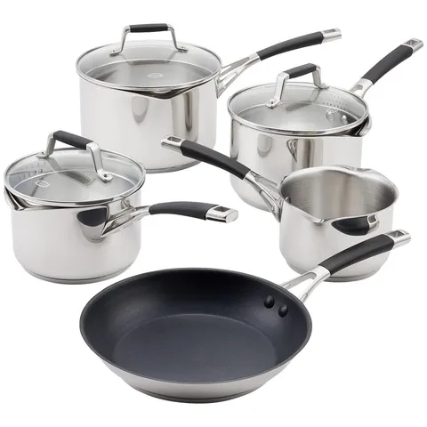 BOXED STELLAR, FLOW - 5 PIECE SAUCEPAN SET WITH GLASS LIDS (1 BOX)