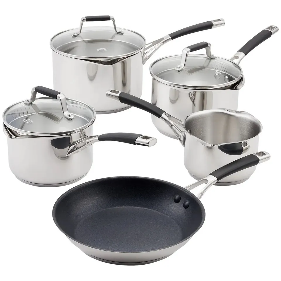 BOXED STELLAR, FLOW - 5 PIECE SAUCEPAN SET WITH GLASS LIDS (1 BOX)