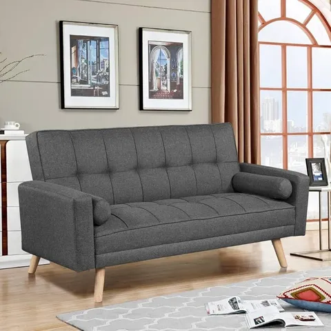 BOXED YAHEETECH FABRIC CLICK-CLACK 3-SEATER SOFA - DARK GREY (2 BOXES)  