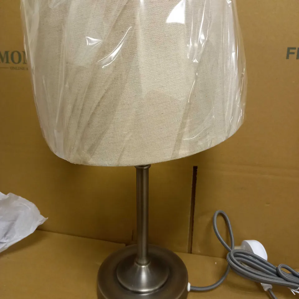JOHN LEWIS ISABEL TOUCH LAMP, LINEN SHADE, PEWTER FINISH