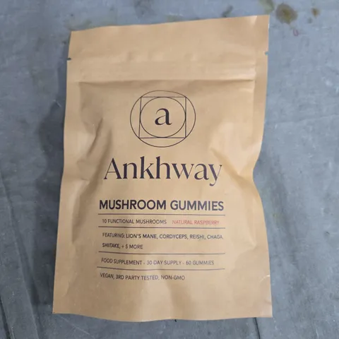 ANKHWAY MUSHROOM GUMMIES – NATURAL RASPBERRY FLAVOUR, 60 GUMMIES 