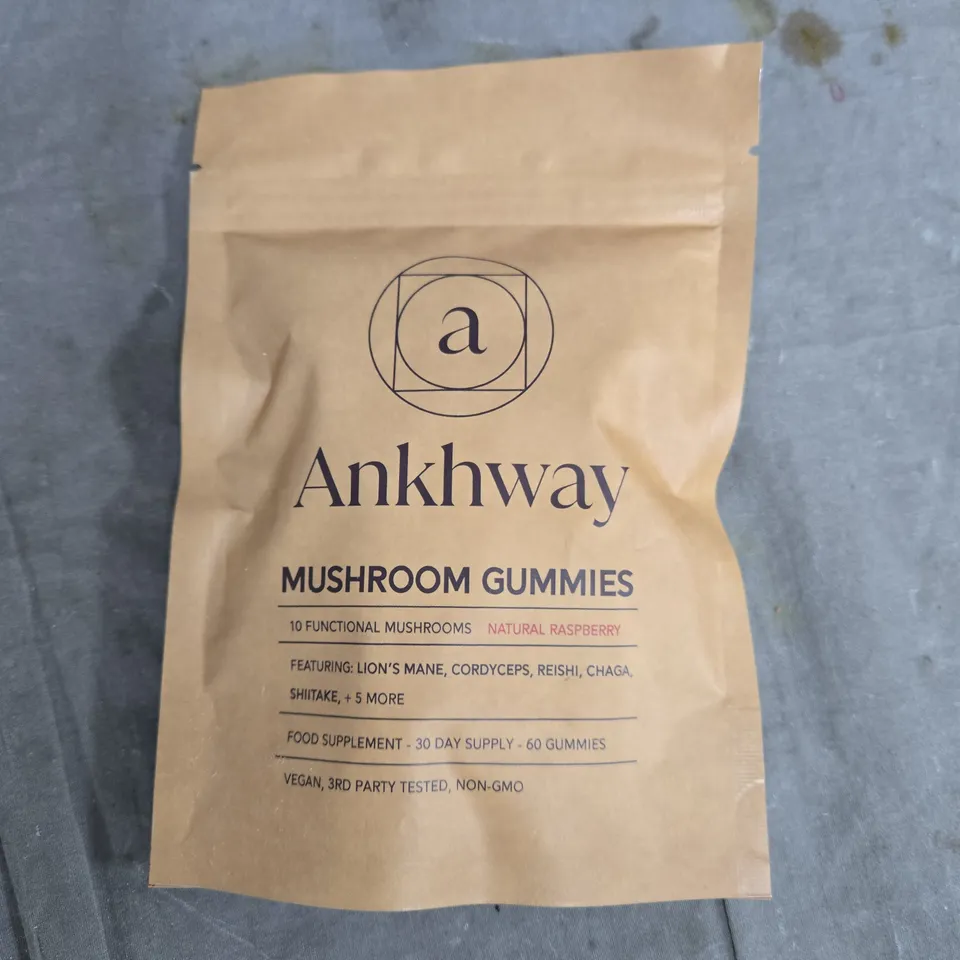 ANKHWAY MUSHROOM GUMMIES – NATURAL RASPBERRY FLAVOUR, 60 GUMMIES 