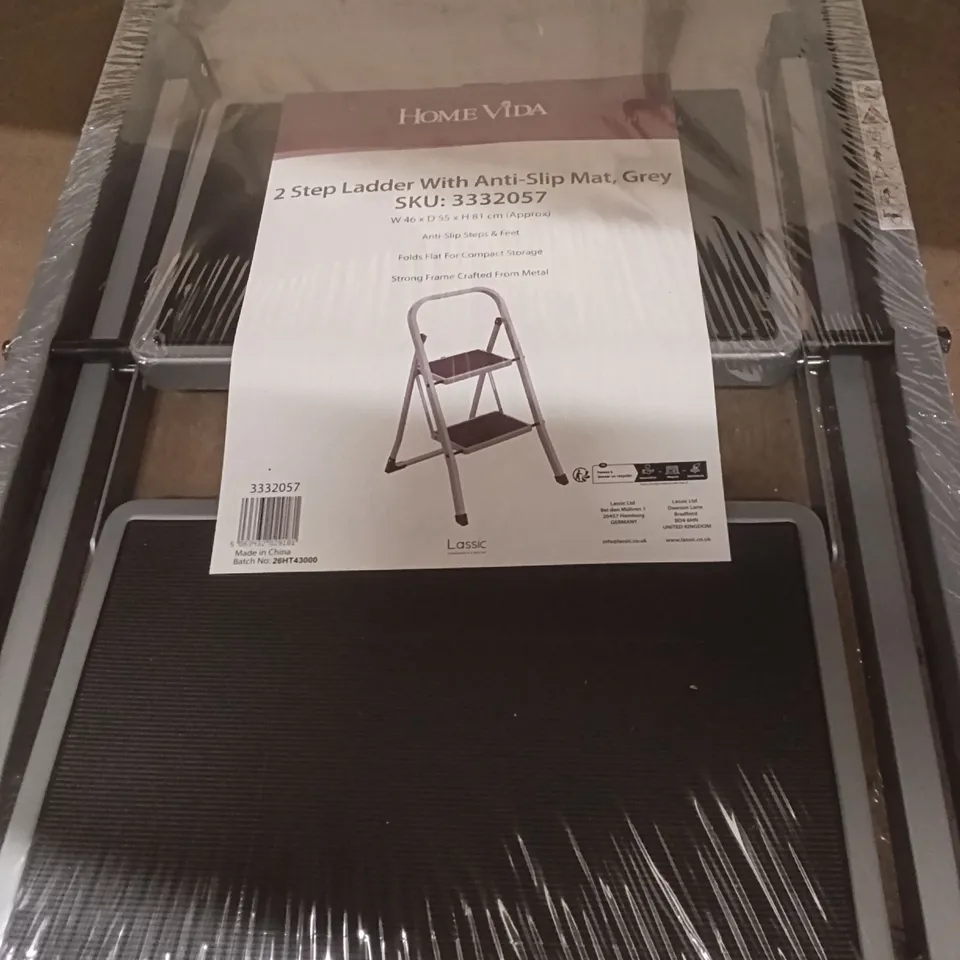 HOME VIDA 2 STEP LADDER ANTI SLIP - GREY