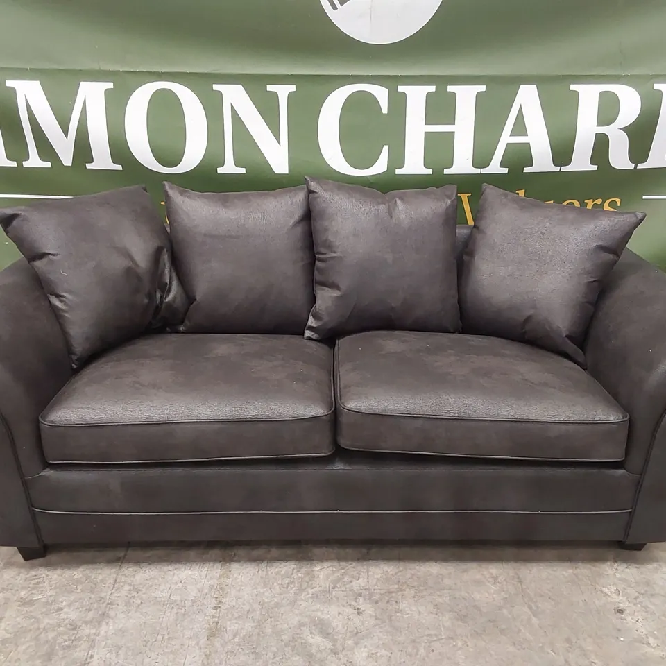 DURY LEATHER LOOK 3 SEATER SOFA - BLACK RRP £599