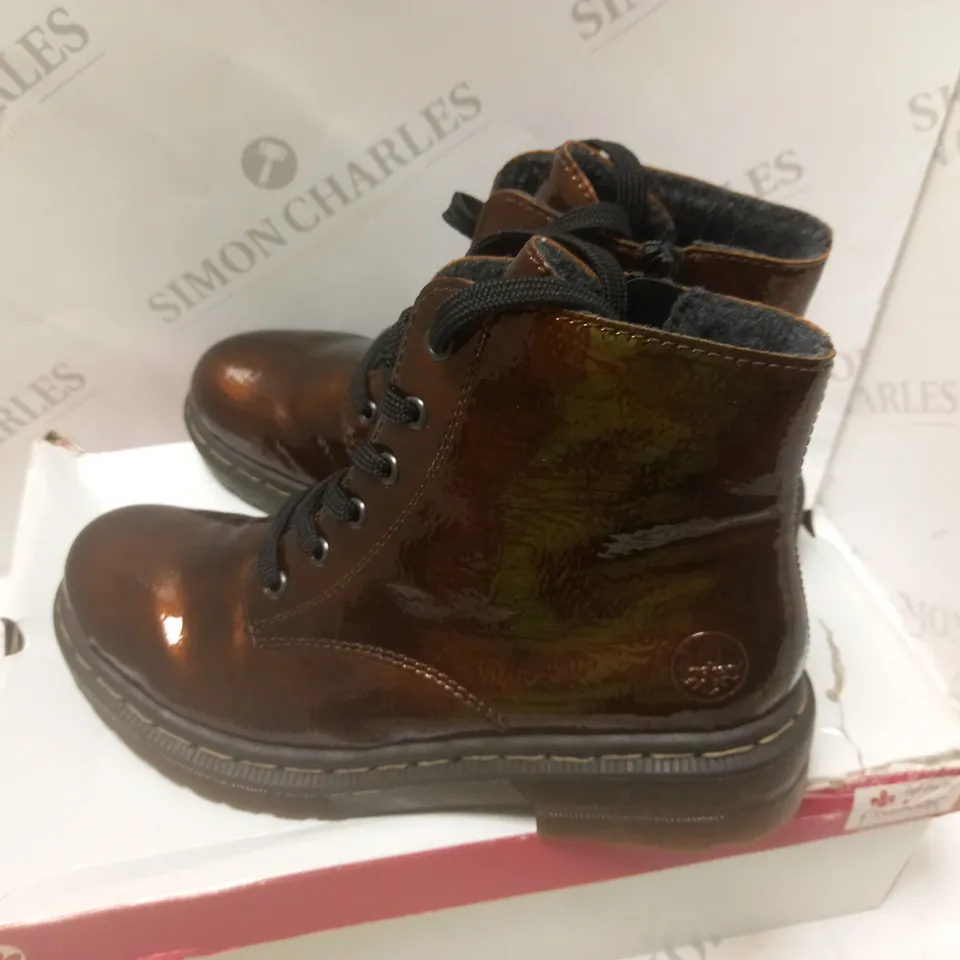 RIEKER LACE ANKLE BOOT BRONZE - SIZE 7