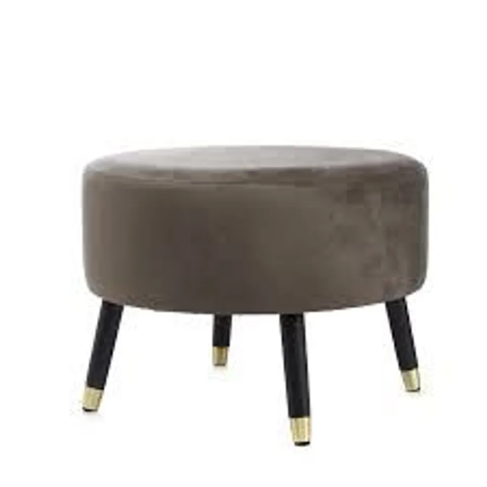 OUTLET MY HOME STORIES FOOTSTOOL WITH GOLD TIPPED LEGS IN GREY