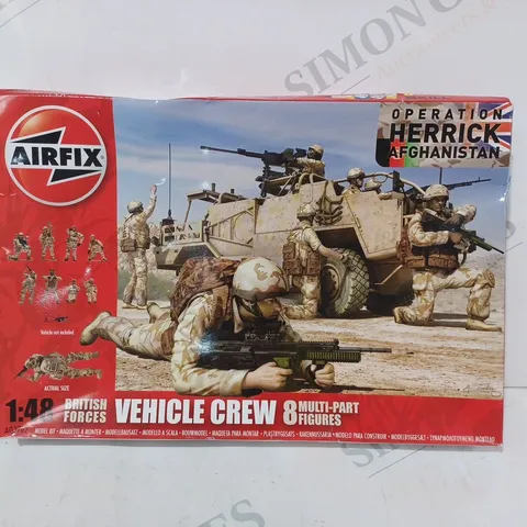 BOXED AIRFIX 1:48 SCALE BRITISH FORCES VEHICLE CREW MODEL KIT - A03702