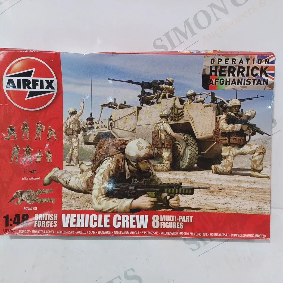 BOXED AIRFIX 1:48 SCALE BRITISH FORCES VEHICLE CREW MODEL KIT - A03702