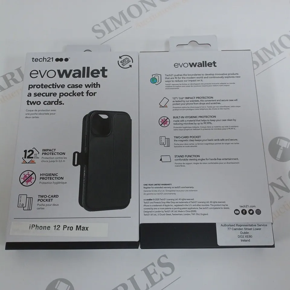 LOT OF 10 TECH 21 EVO-WALLET PROTECTIVE CASES WITH POCKETS FOR IPHONE 12 PRO MAX