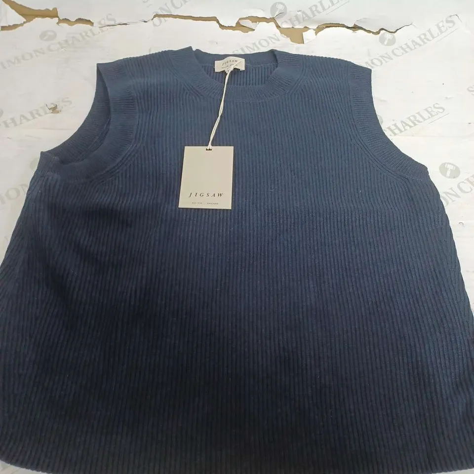 JIGSAW NAVY KNITTED SHORT SLEEVE - MEDIUM