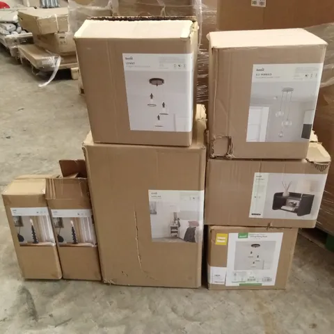 PALLET TO CONTAIN APPROXIMATELY 24 DESIGNER INDOOR LIGHTING PRODUCTS TO INCLUDE; LAMPS, CEILING LIGHTS, WALL LIGHTS ETC