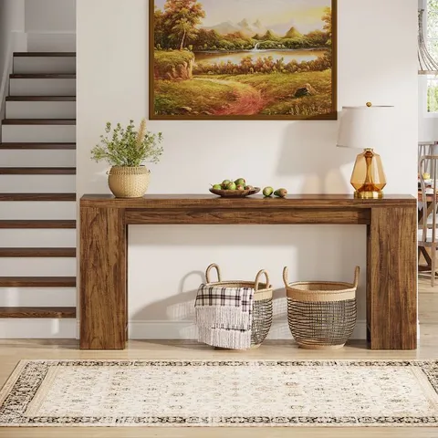 BOXED TRIBESIGNS 70.9" EXTRA LONG CONSOLE TABLE, FARMHOUSE NARROW SOFA TABLE FOR ENTRYWAY - RUSTIC BROWN 