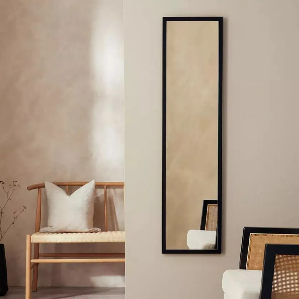 BOXED HOME ESSENTIALS BLACK FULL LENGTH WALL MIRROR - 120x30cm