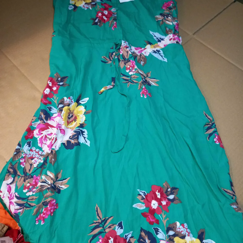 JOULES GREEN/FLORAL PRINT DRAWSTRING BELT - SIZE 14