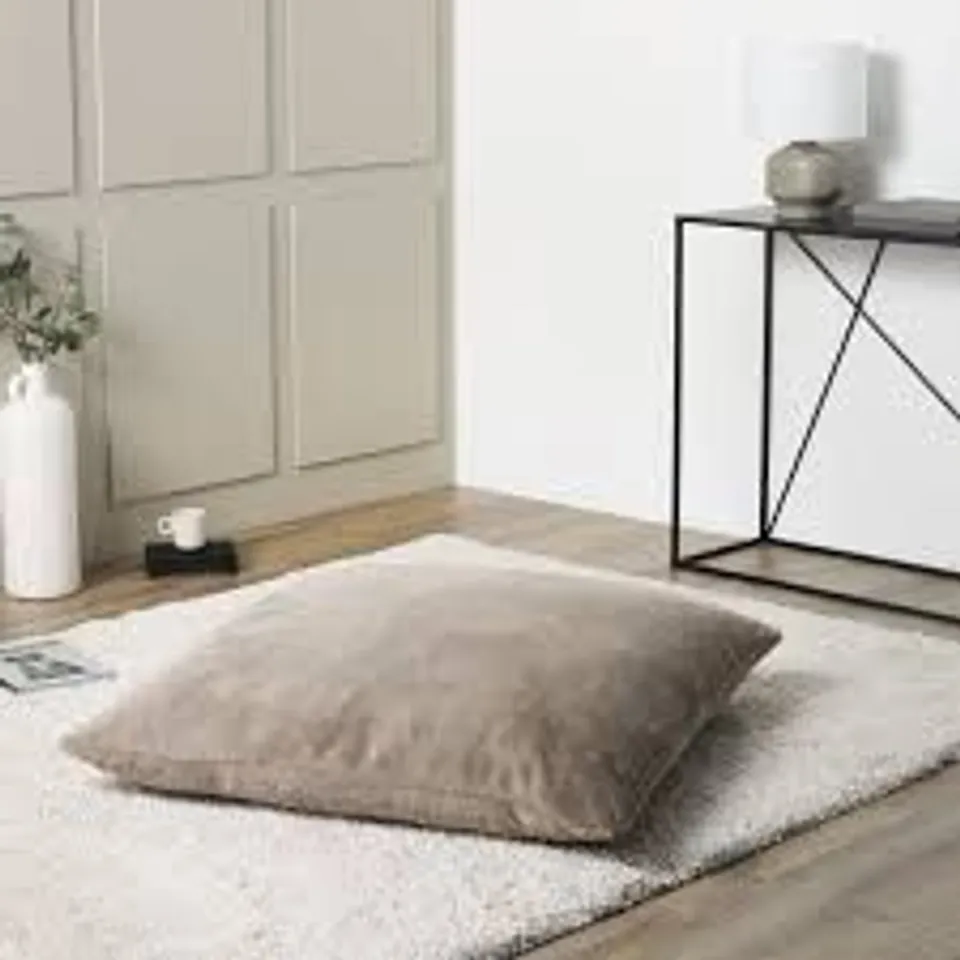 K BY KELLY HOPPEN LUXURY FAUX FUR FLOOR CUSHION LATTE 100X100CM