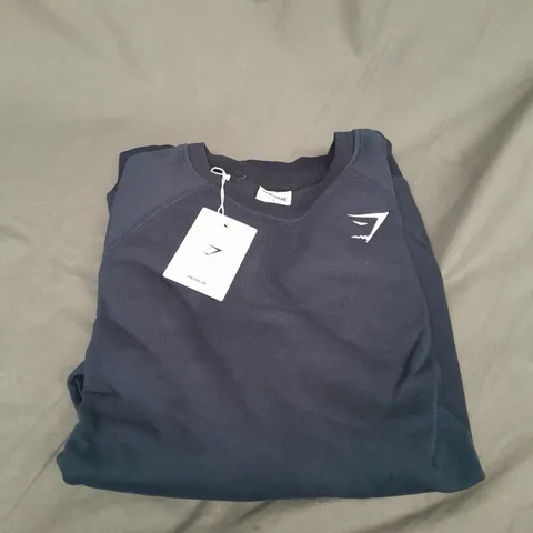 GYMSHARK CREST CREW NECK SWEATSHIRT IN NAVY SIZE S