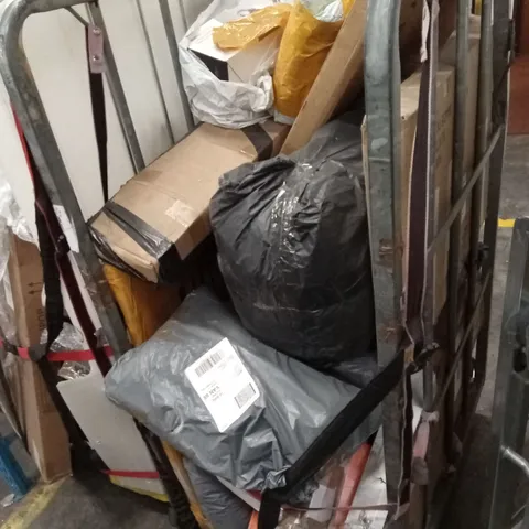 CAGE OF ASSORTED HOUSEHOLD GOODS AND PRODUCTS TO INCLUDE; FURNITURE, CLEANING PRODUCTS ETC - CAGE NOT INCLUDED 