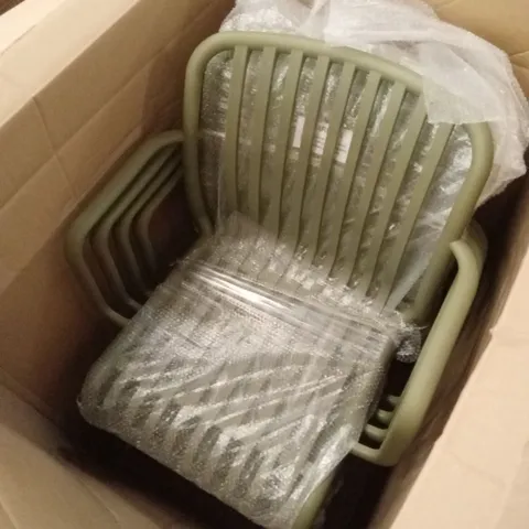 BOXED SET OF 4 MODURA ALMA GARDEN PLASTIC CHAIRS