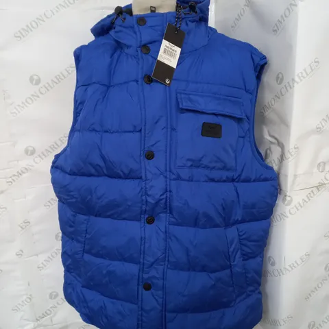 THREADBARE MENS HOODED GILET IN ROYAL BLUE SIZE L