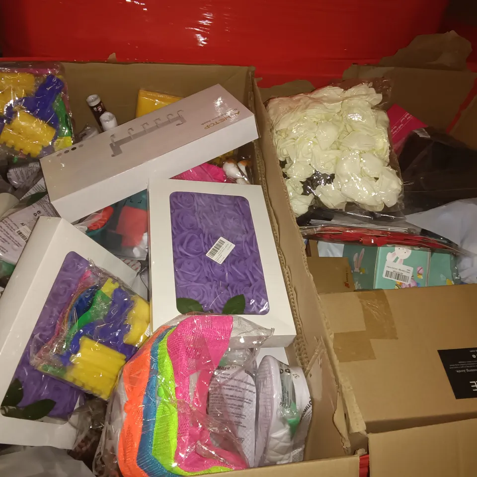 PALLET OF ASSORTED ITEMS TO INCLUDE DOOR HOOKS, KIDS CRAFT PACKS AND ARTIFICIAL FLOWERS 