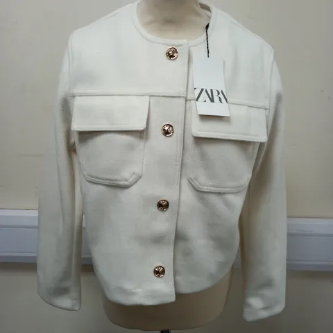 ZARA WHITE BUTTON THROUGH CARDIGAN - M