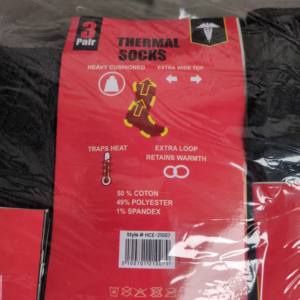 THERMAL SOCKS – BLACK, 4X3 PAIR, UK 6-11