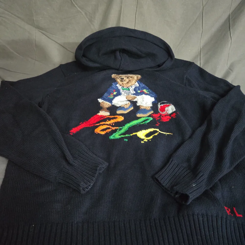 POLO RALPH LAUREN KNITTED HOODIE SIZE L 