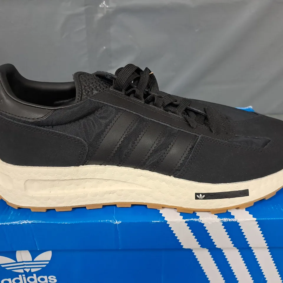 BOXED PAIR OF ADIDAS RETROPY E5 SHOES IN BLACK - UK 10.5