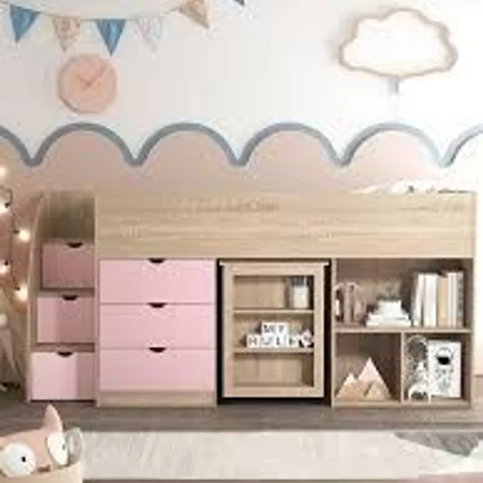 BOXED MICO MID SLEEPER WITH STORAGE - LIGHT PINK (3 BOXES)