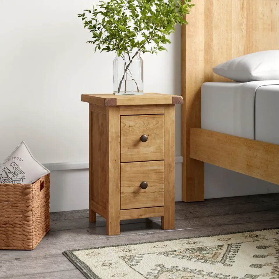 BOXED AUBUSSON 2 DRAWER BEDSIDE TABLE 