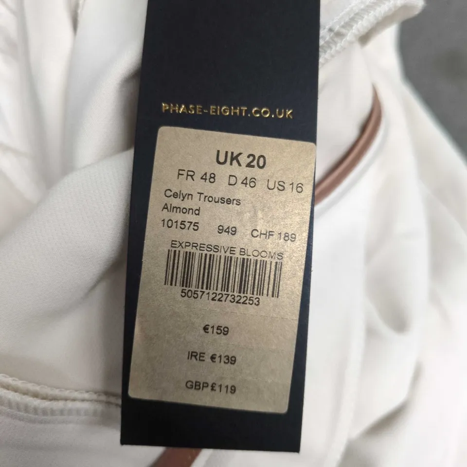 PHASE EIGHT CELYN TROUSERS – ALMOND, UK 20