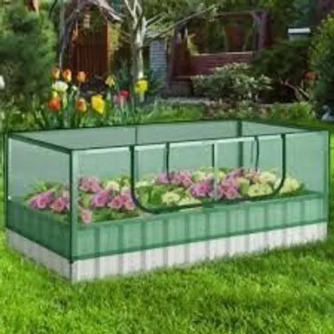 BOXED COSTWAY GALVANISED RAISED GARDEN BED WITH COVER