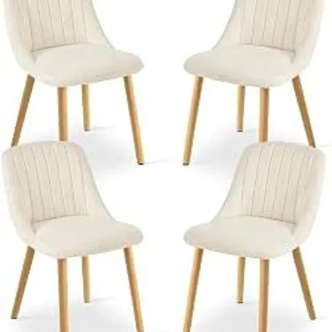 BOXED DINING CHAIRS KITCHEN CHAIRS, CREAM BEIGE, SET OF 4