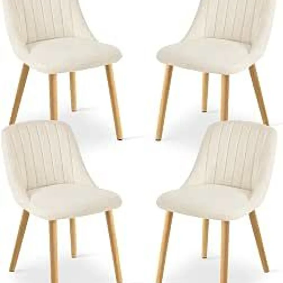 BOXED DINING CHAIRS KITCHEN CHAIRS, CREAM BEIGE, SET OF 4