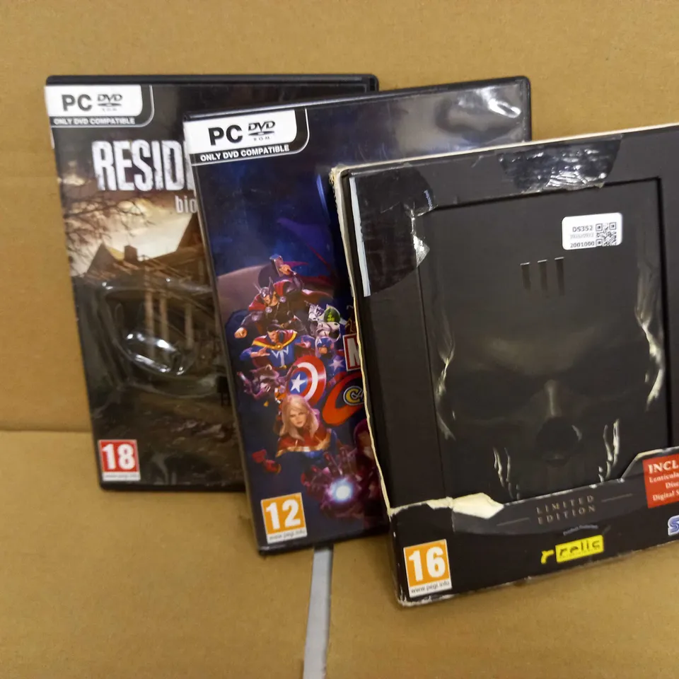 LOT OF 3 GAMES: WARHAMMER DAWN OF WAR III, RESIDENT EVIL VII, MARVEL VS CAPCOM