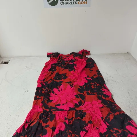 MASAI COPENHAGEN WOMEN'S FLORAL DRESS – PINK AND BLACK, UK SIZE S