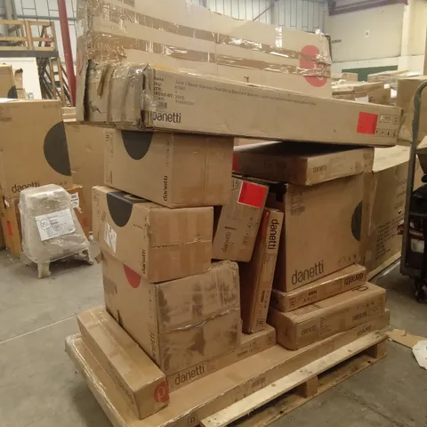 PALLET OF ASSORTED INCOMPLETE DANETTI FURNITURE PARTS AND PIECES