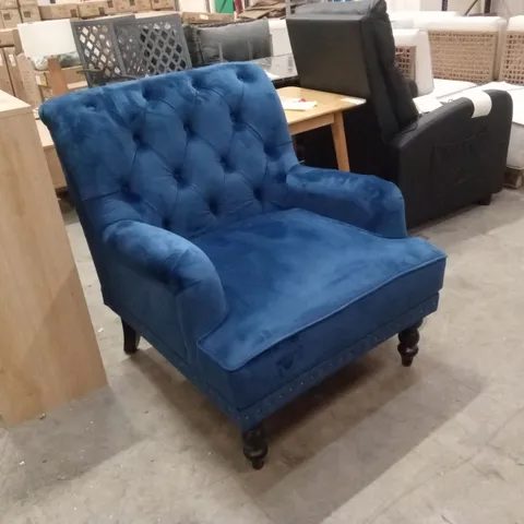 GARRET 88cm WIDE TUFTED UPHOLSTERED CHAIR, BLUE