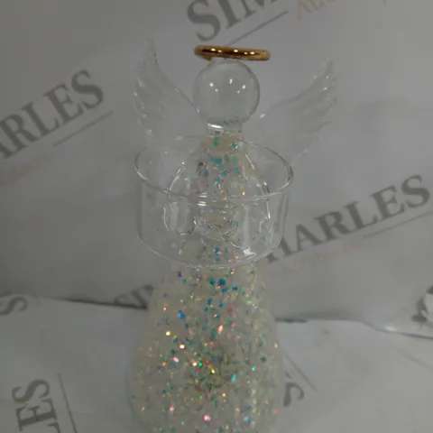 HOME REFLECTIONS PRE-LIT GLASS ANGEL CANDLE HOLDERS