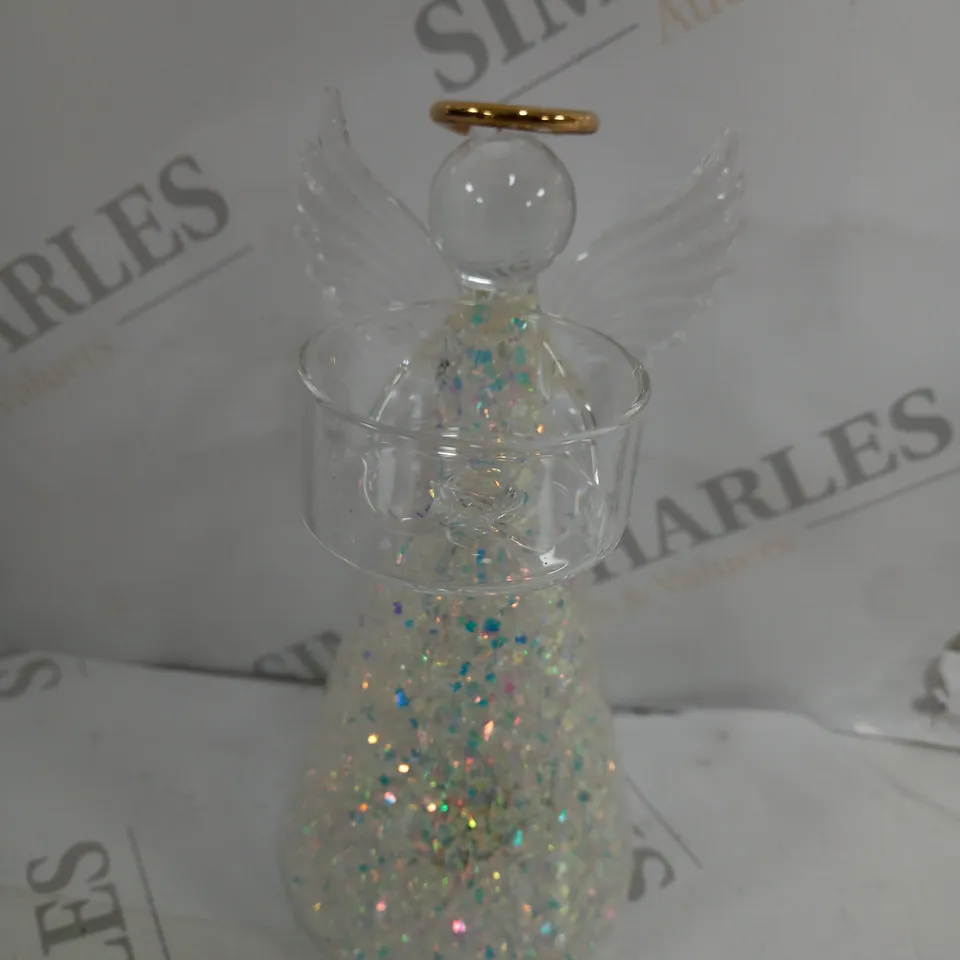 HOME REFLECTIONS PRE-LIT GLASS ANGEL CANDLE HOLDERS