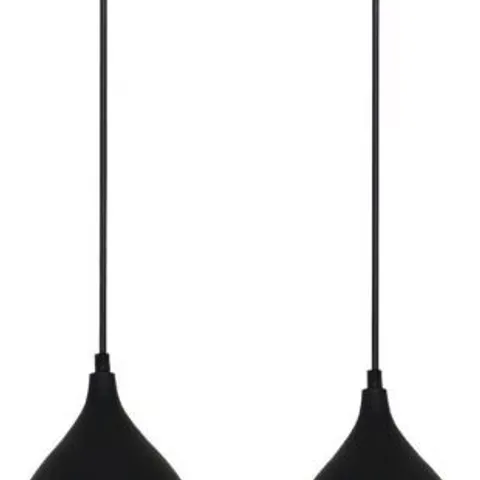 HOME LUMINEX LAMP 2 LIGHT NOAK CEILING PENDANT CHANDELIER, BLACK HS5CM X W40×D17CM