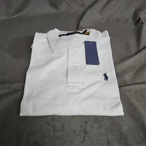 POLO RALPH LAUREN LONG SLEEVE POLO IN WHITE SIZE L