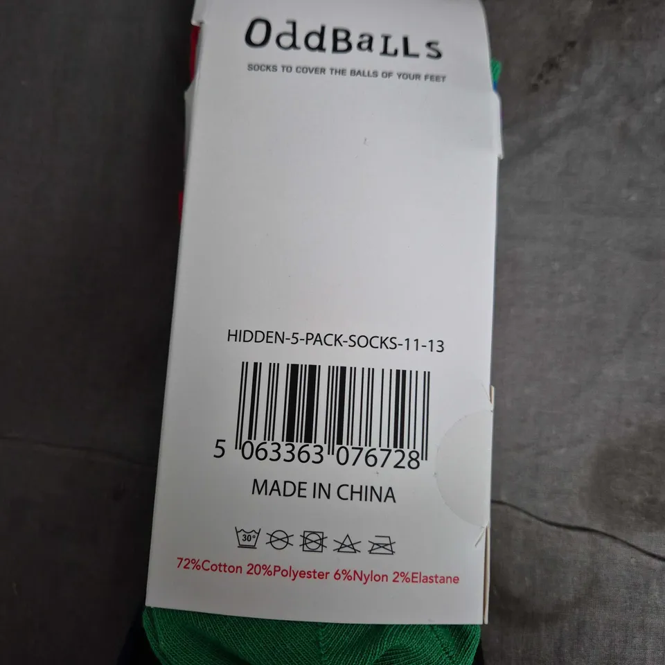ODDBALLS HIDDEN-5-PACK SOCKS 11-13 – MULTI-COLOUR PACK