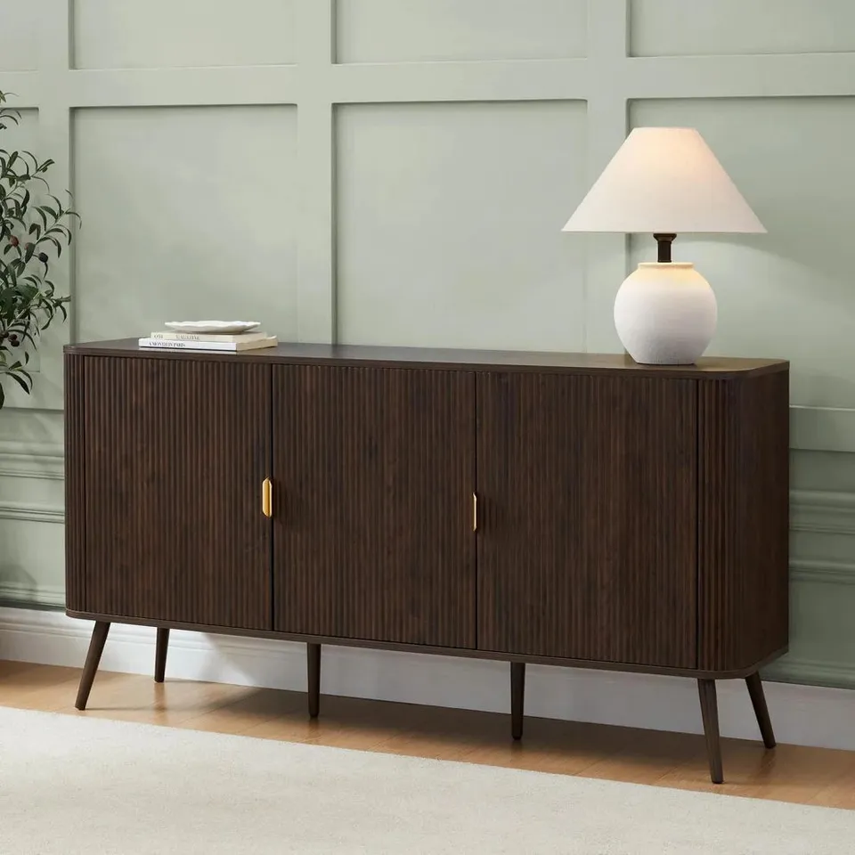 BOXED DUSK HATTIE 3 DOOR SIDEBOARD - WALNUT (1 BOX)